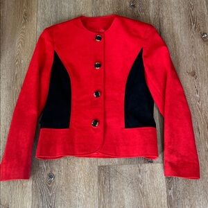 Ultrasuede vintage Red and Black Button-Up Jacket
